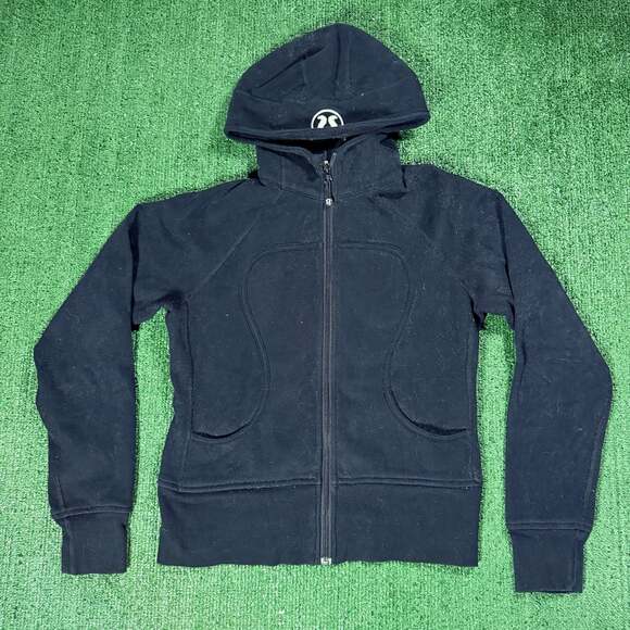 Lululemon Tops - Lululemon Scuba Full-Zip Hoodie Size 8 Black Rose Print